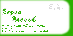 rezso macsik business card